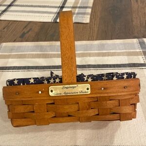 Genuine Longaberger Basket with Plastic Protector and Americano Fabric liner